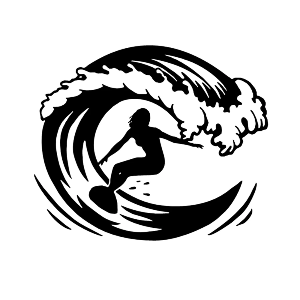 

13.4X10.5CM Surfer Girl Extreme Sports Vinyl Decal, Water Sports Sticker for SUV Truck Laptop Water Bottle, Auto Exterior Decor