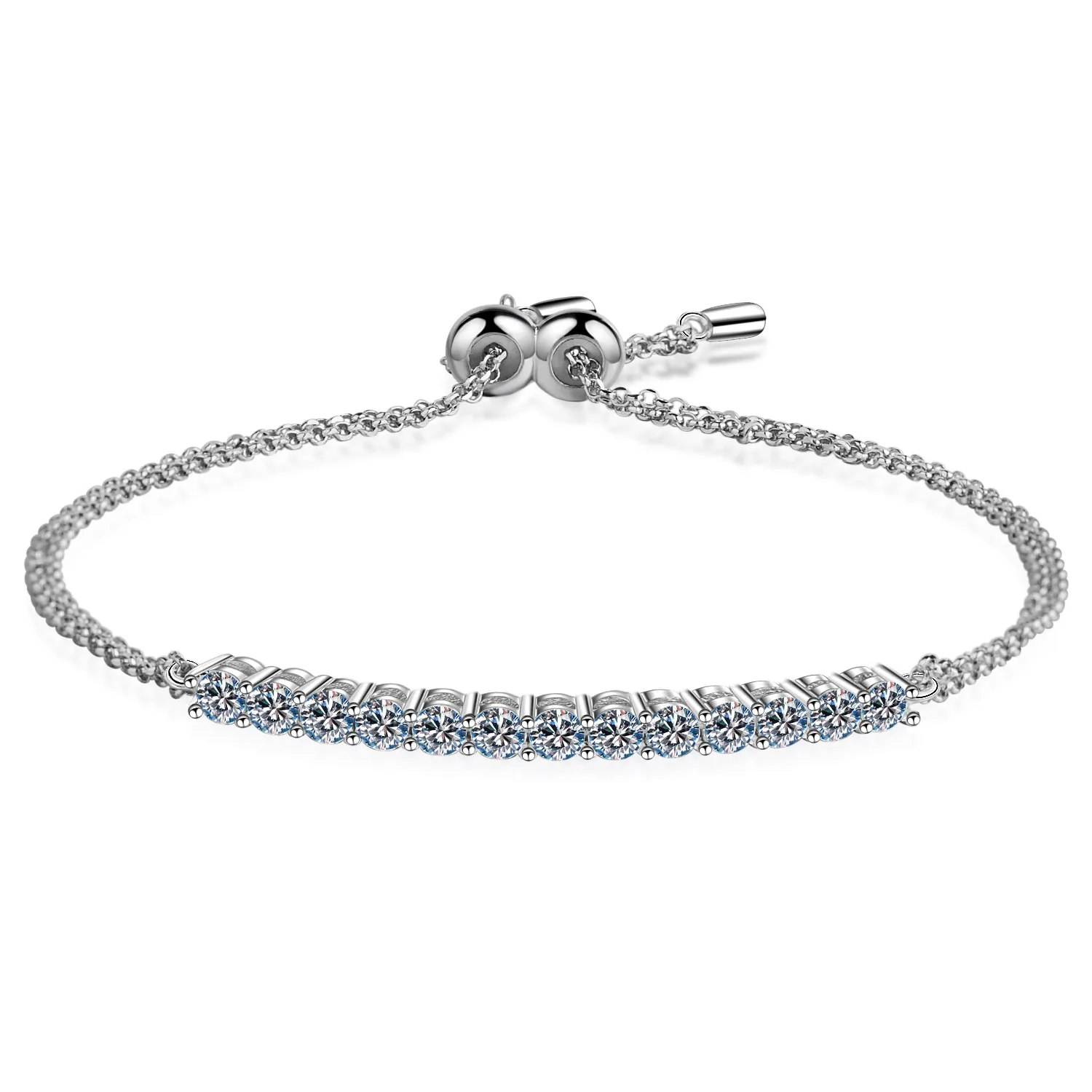 LORIELE Day S925 Sterling Silver D Color VVS 3mm Moissanite Smile Bracelet Simple Mini Light Luxury Fine Jewelry For Women Gift