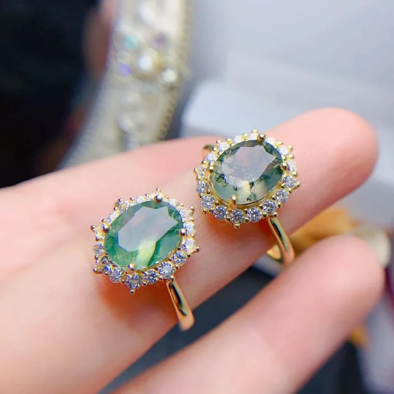 

Кольца из натурального Моха и агата, модные очаровательные кольца на палец, ювелирные изделия, драгоценный камень для женщин, лечебный фотографический подарок, 1 шт.