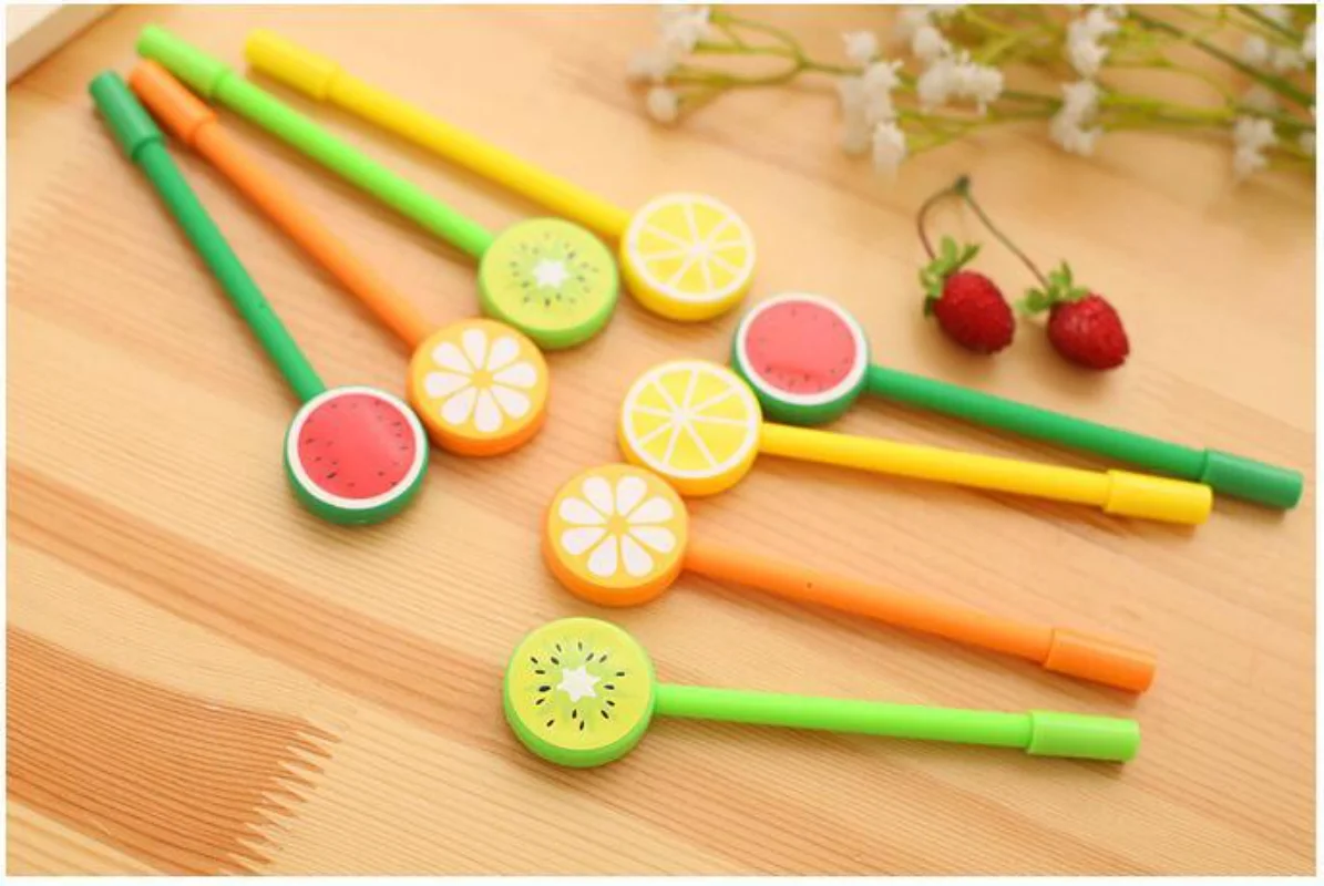 

36 Pcs Wholesale Fruit Neutral Pen Cute Candy Color Lollipop Creative Fountain Pen Black Ink School Supplies Back To School