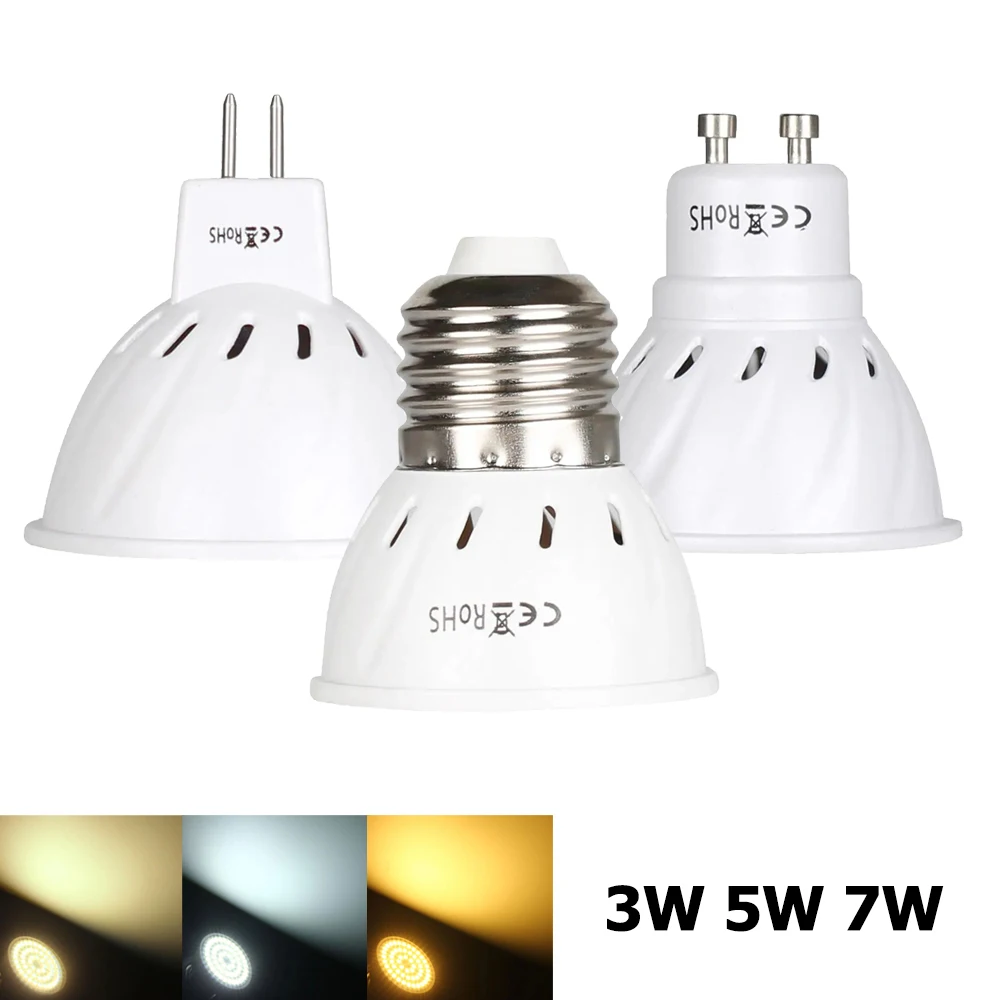 LED Spotlight Bulbs 3W 5W 7W Energy-saving 2700k E27/GU10/MR16 High-brightness Warm Cool Neutral White for Home Decoration