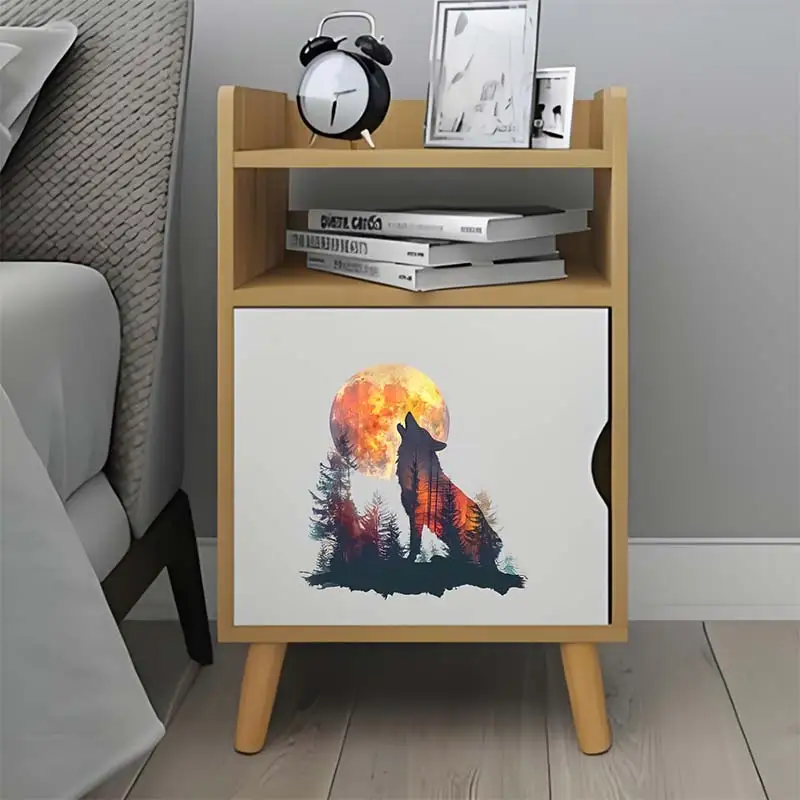 Wolf & Forest Wall Sticker Boy Room Decor Bathroom Toilet Living Room Decor Cabinet Refrigerator Home Decor Decals M1084