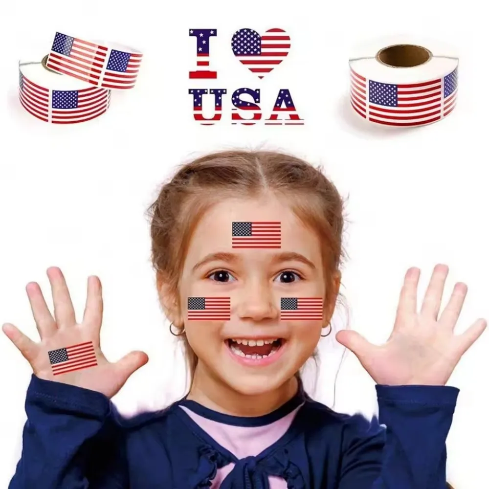 5000Pcs/Roll American Flag Stickers USA Patriotic Sticker For Notebooks Cards And Scrapbooking Office Stationery Sticker