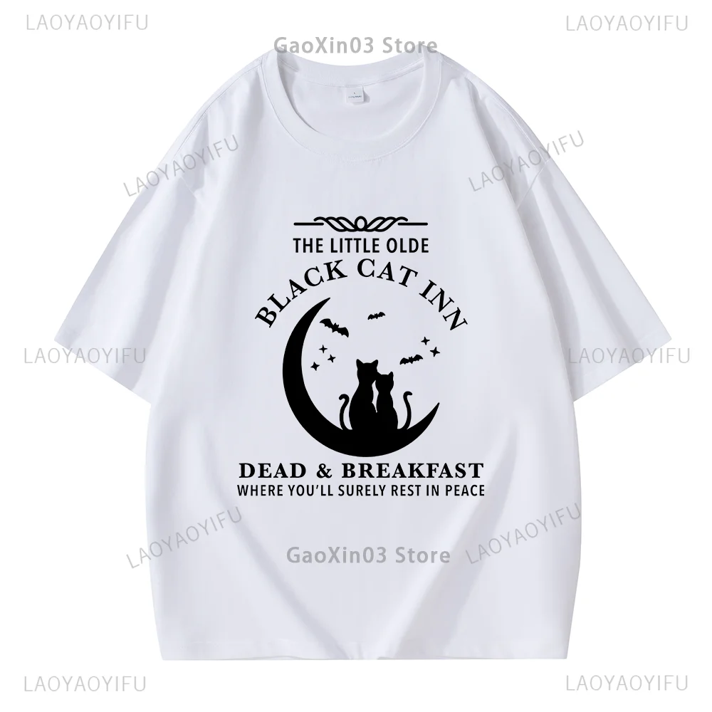 Kawaii Cat Print Tops The Little Olde Where You'll Surely Rest in Peace Lovely Cat Graphic T Shirts Women Clothes Cotton Tshirt