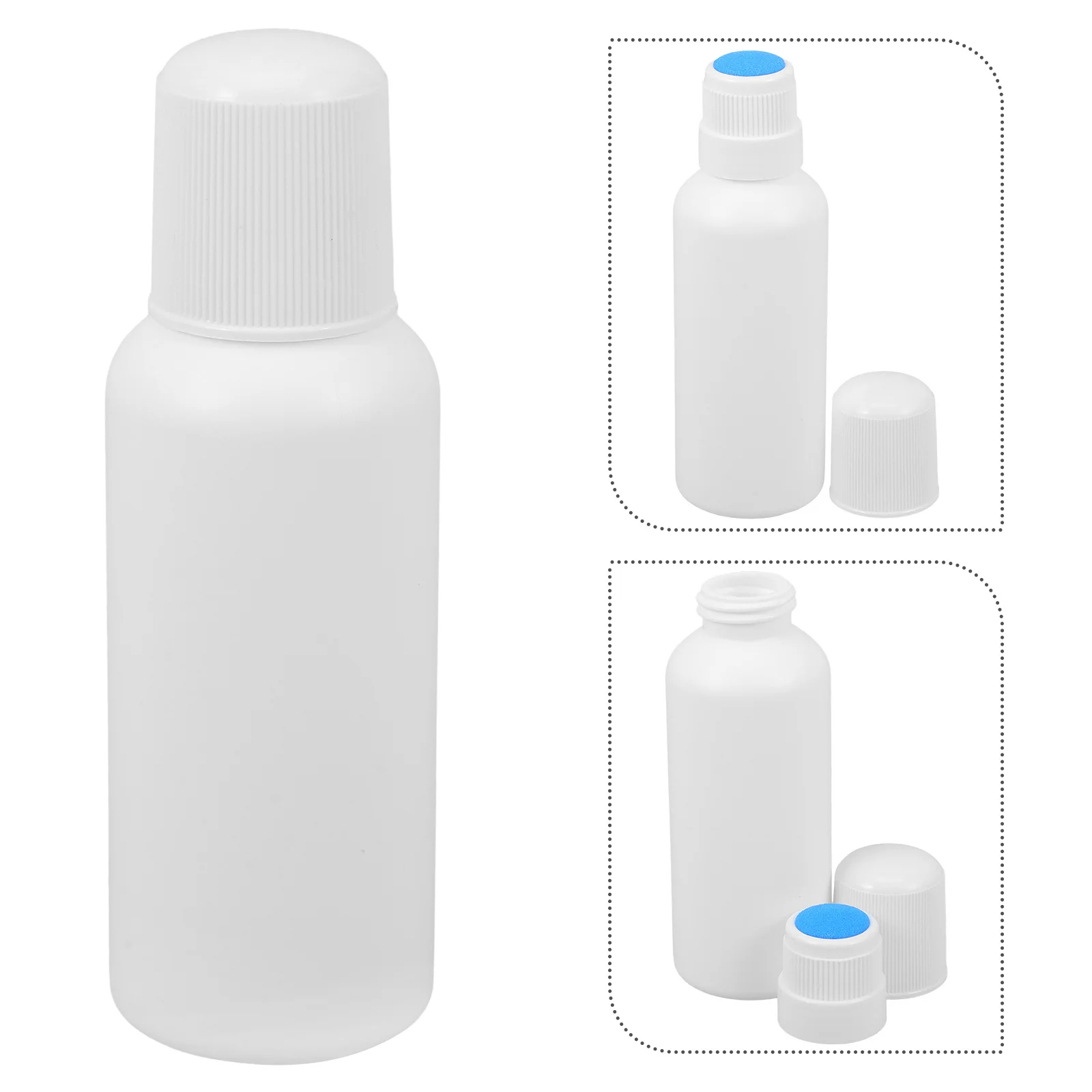 6pcs 100ml Soreness Liquid Bottle Refillable Plastic Medicine Liquid Dispenser Sub Tip Container With Sponge Applicator