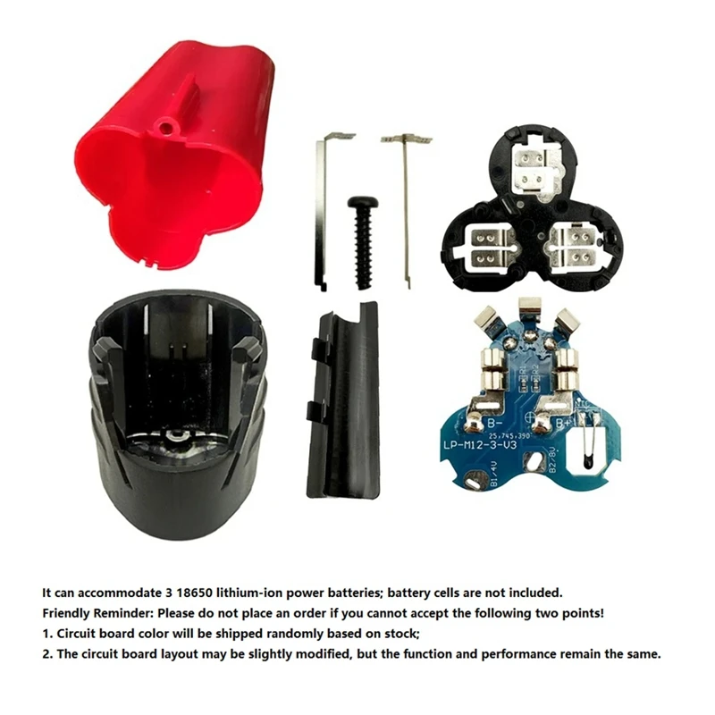 DT21 3-Cell 18650 Li- Battery Storage Box Case, Screw Style DIY Battery Pack Shell with Protection Board for Power Tools