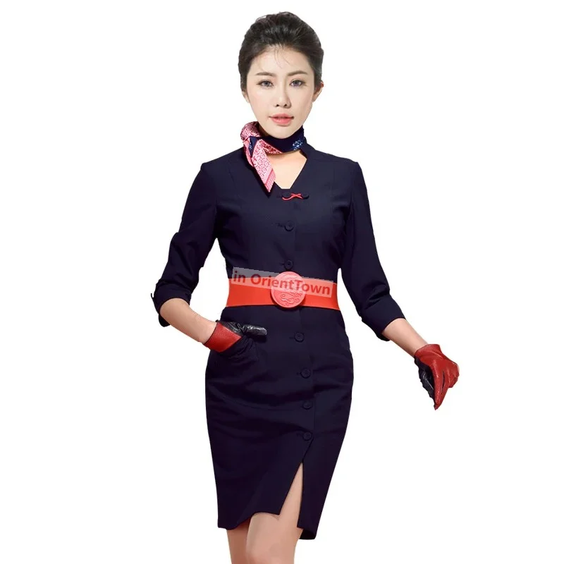 China Eastern Airlines Stewardess Uniform Air College Garment Girl Hotel Front Desk Dress Sales Department Professional Suit