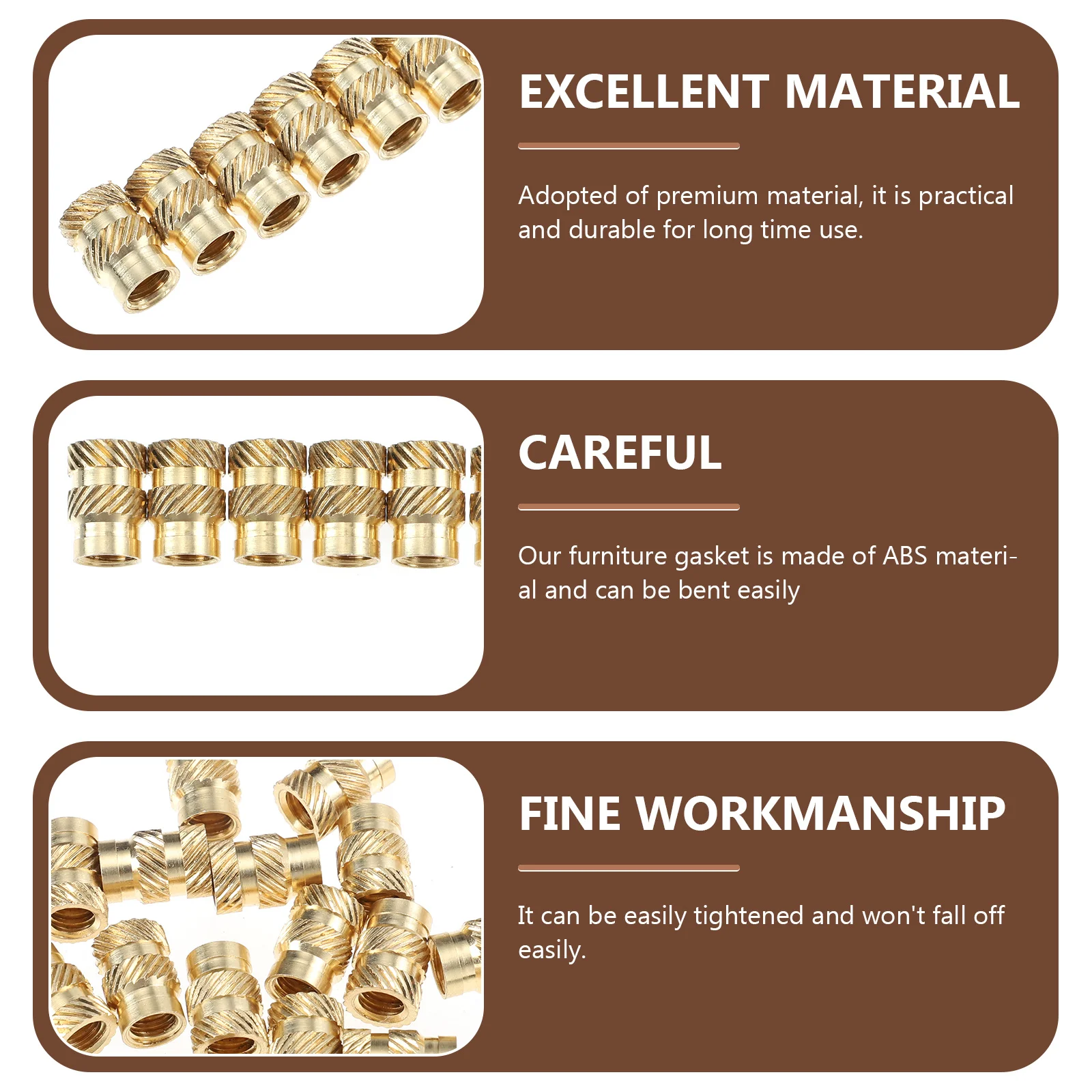 

20Pcs Copper Threaded Insert Nut Furniture Fastener Connector Hardwood Solid Wood Threaded Nut Copper Screw Furniture Accessory