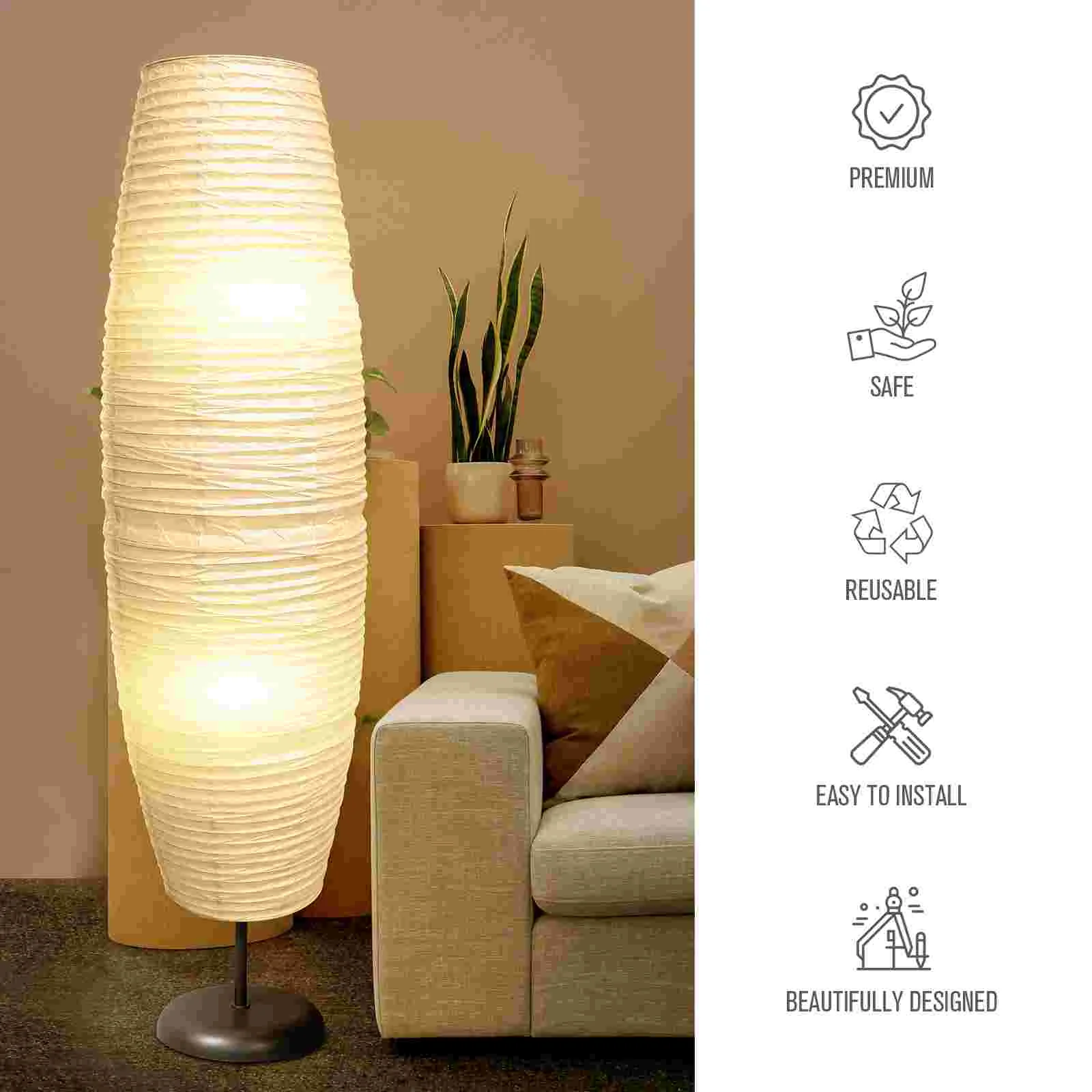 Floor Lamp Lampshade Corner Bedroom Light Fall to The Ground Paper Bedside Office