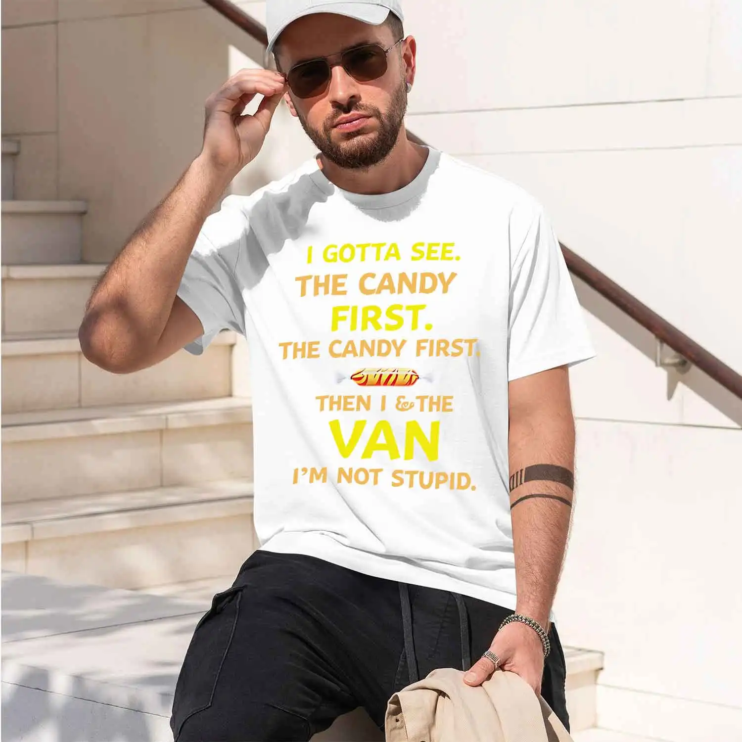 I Gotta See the Candy First Van Life Stylish with Sunset Bea Design All Season Wear Bea Accories 2026 New Model Men’s Short-slee