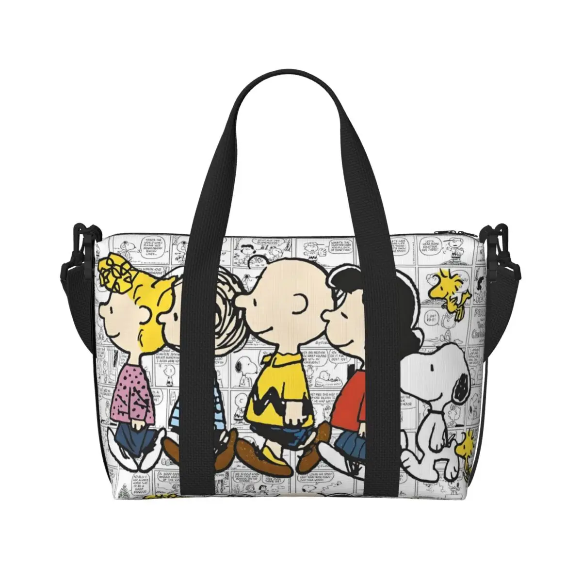 

Custom Large S-Snoopys Retro Tote Bag for Women Comic Design Movie Shoulder Shopping Beach Gym Travel Bag