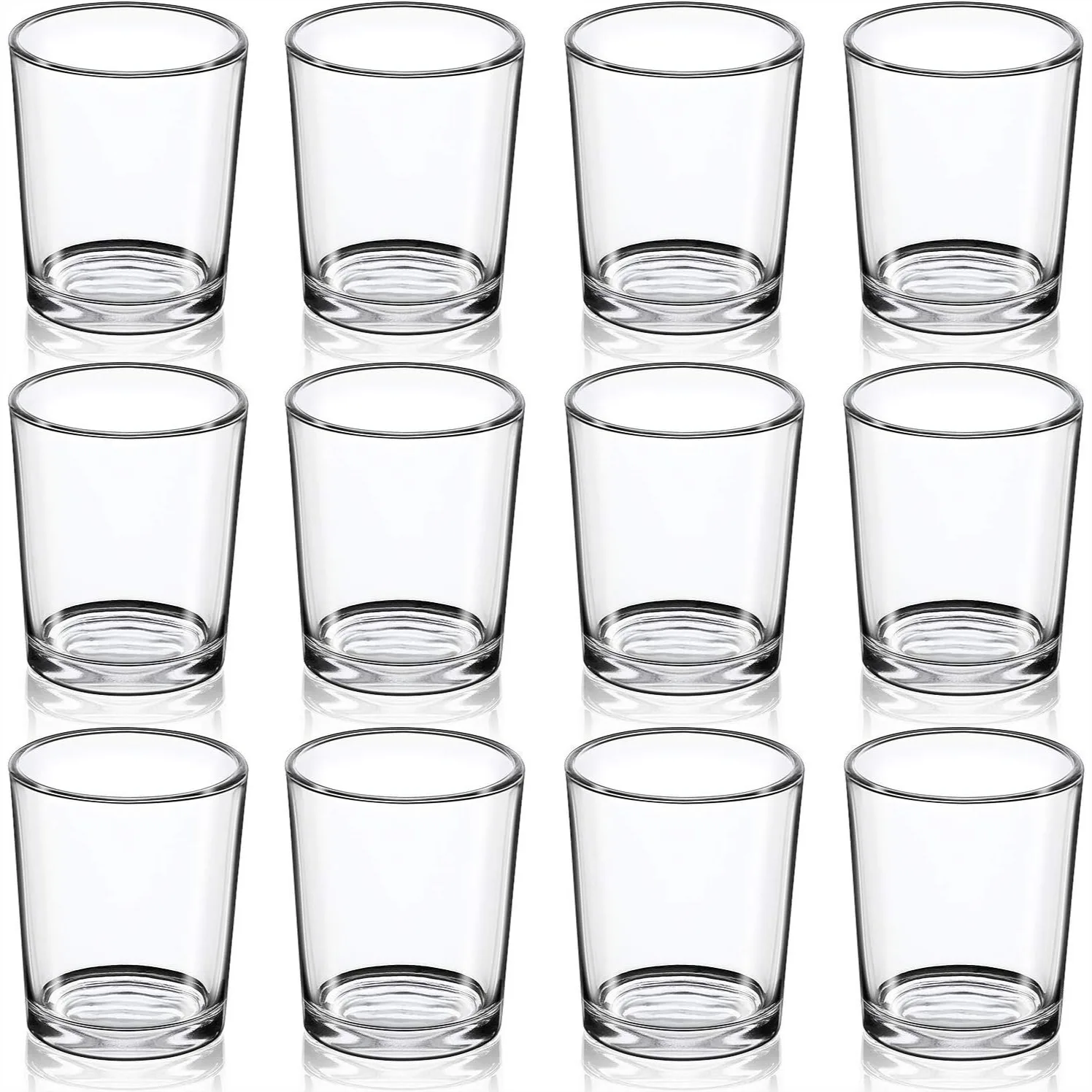 

Glass Votive Candle Holders Set of 12 - Clear Tealight Candle Holders for Table Centerpieces & Wedding Decor