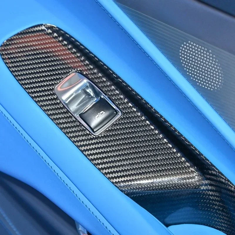 

For Chevrolet Corvette C8 Real Dry carbon fiber left and right door window lift switch panel cover interior 2020-2025 Accessorie