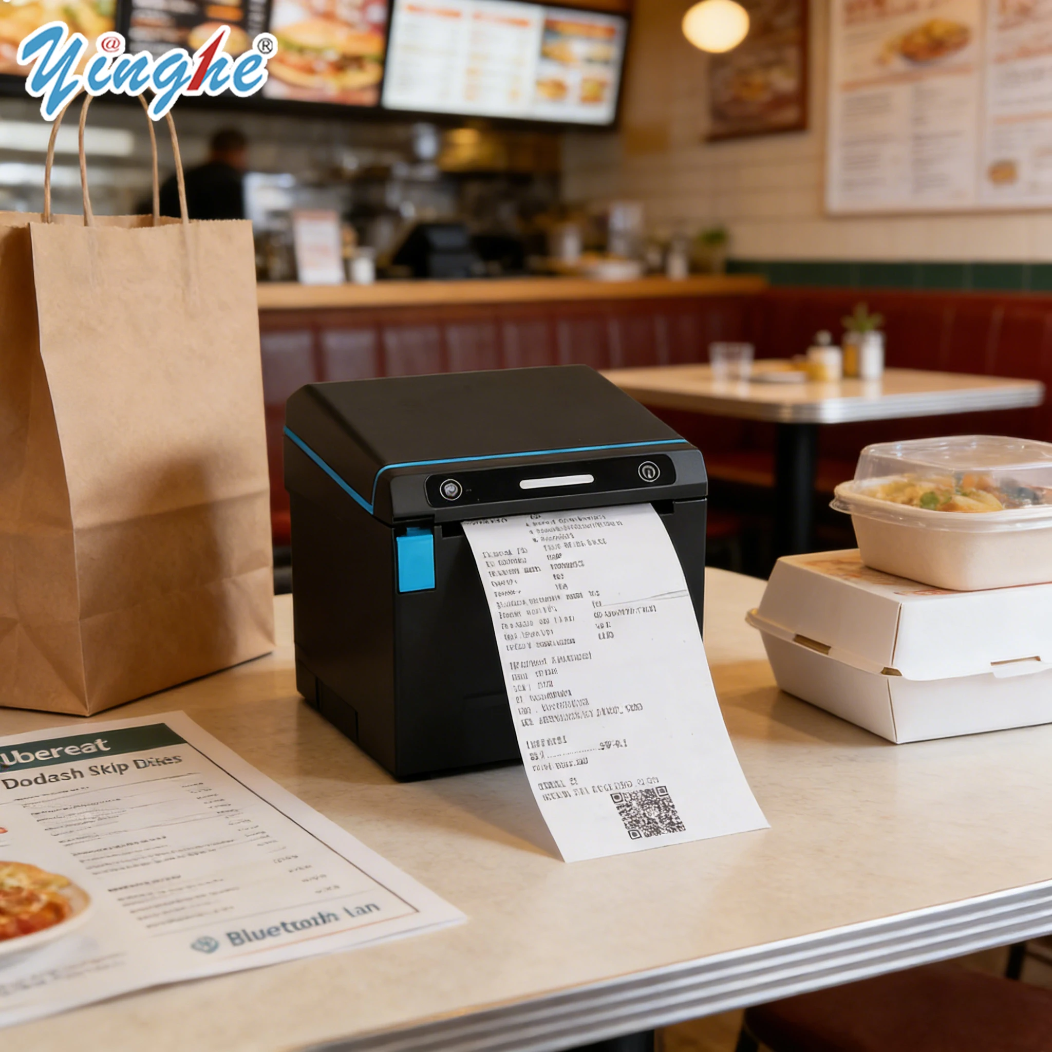 

Ультрабыстрый термопринтер для чеков 80 мм со скоростью 300 мм/с – Мультиконнективность для Uber Eats/Doordash, поддерживает одновременную печать на 7 устройств
