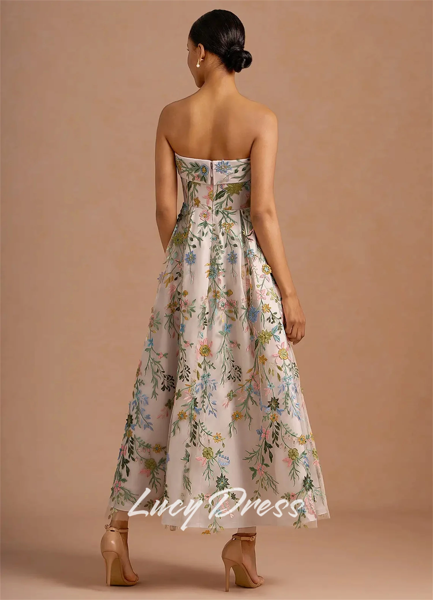 Lucy Customized Flower Fabric Party Dress - alternate angle