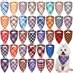 30 Pcs Dog Bandana Plaid Pet Bandana Dog Bib Scarf Adjustable Washable Dog Triangle Scarf For Small to Medium Dog Puppy Cat