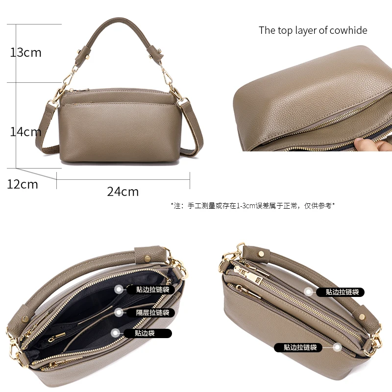 Women Cowhide Genuine Leather Shoulder Bag Ladies Luxury Designer Fashion Retro Bags Female Cow Real Leather Handbag for Lady