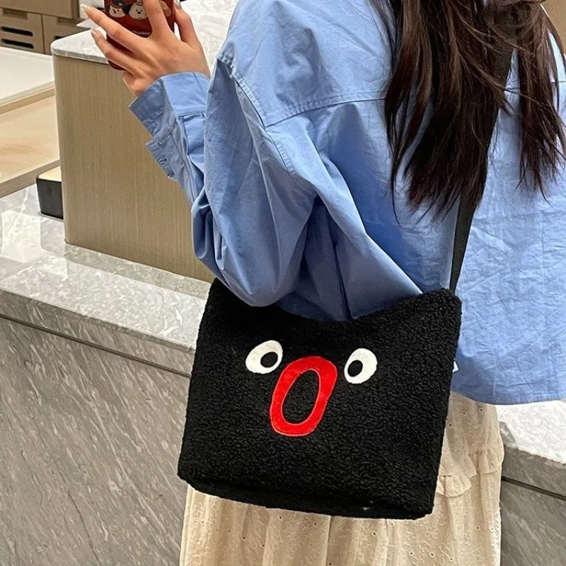 Cartoon Pingu Shoulder Bag Large Capacity Plush Casual Crossbody Bag Creative Double-sided Pattern Versatile Bag Christmas Gift