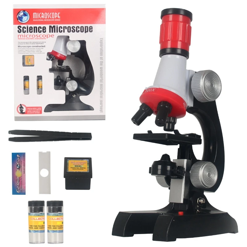 Children Hd 1200X Microscope Kit Science Experiment Teaching Aid Science Toy School Laboratory Equipment