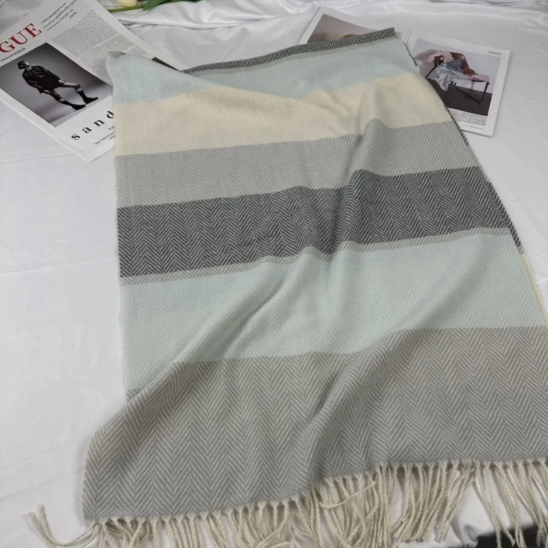 Thickened Twill Cotton Scarf Korean Sweet Warm Imitation Cashmere Scarf Autumn and Winter Shawl Neck Scarf for Women Fashionable