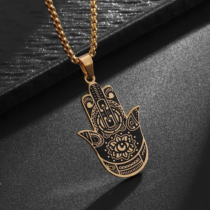 Fashionable Hand of Fatima Pendant Necklace for Men and Women, Fashionable Personalized Exorcism Amulet Jewelry Gift