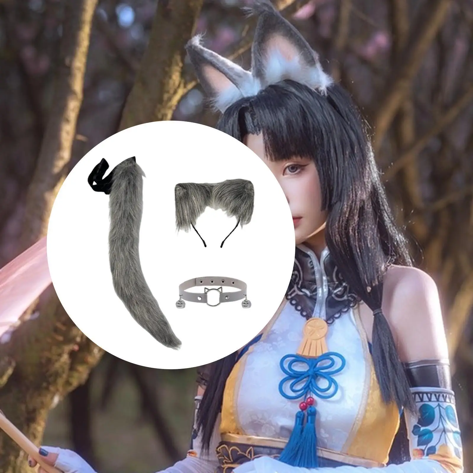 3 copricapo con orecchie e coda di gatto per spettacoli teatrali, vestire il compleanno