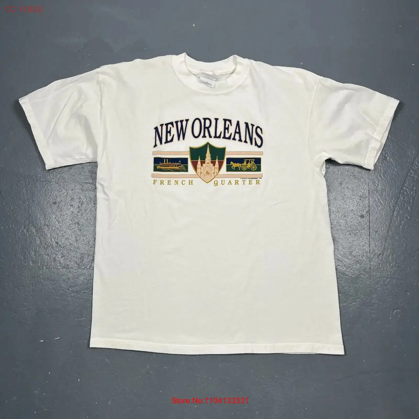 Vintage Y2K New Orleans French Quarter T Shirt White XL Casual VTG vintage Washed Top For Everyday Wear Versatile fashion