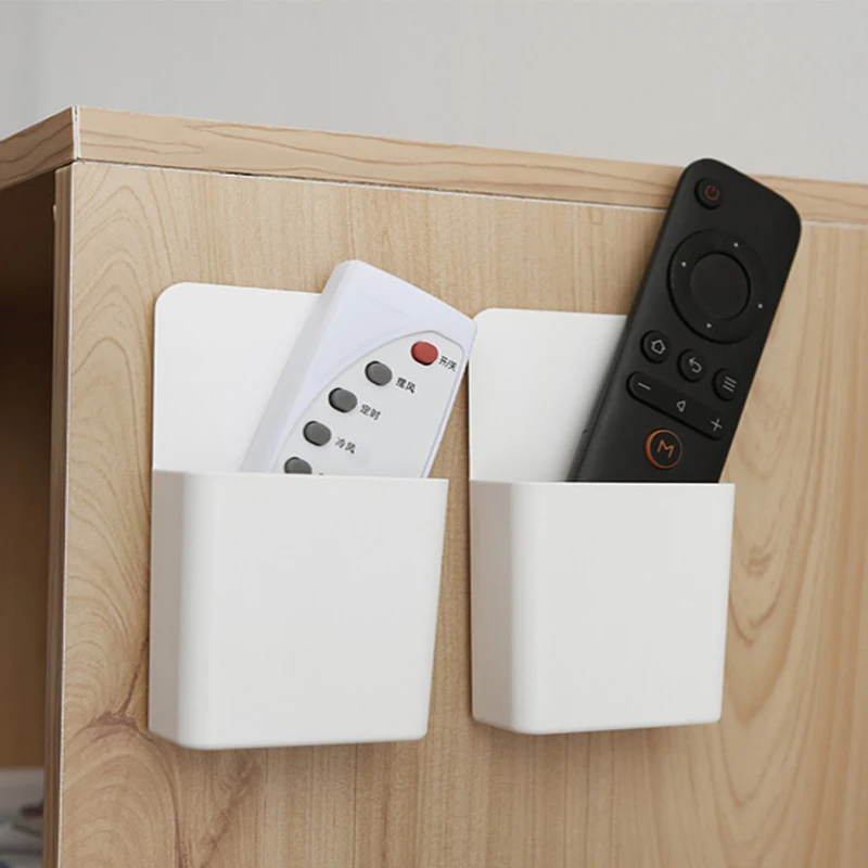 Wall Mounted Remote Control Holder Organizer Storage Box Mobile Phone Plug Stand Holder Hotel Office Wall Storage Organization