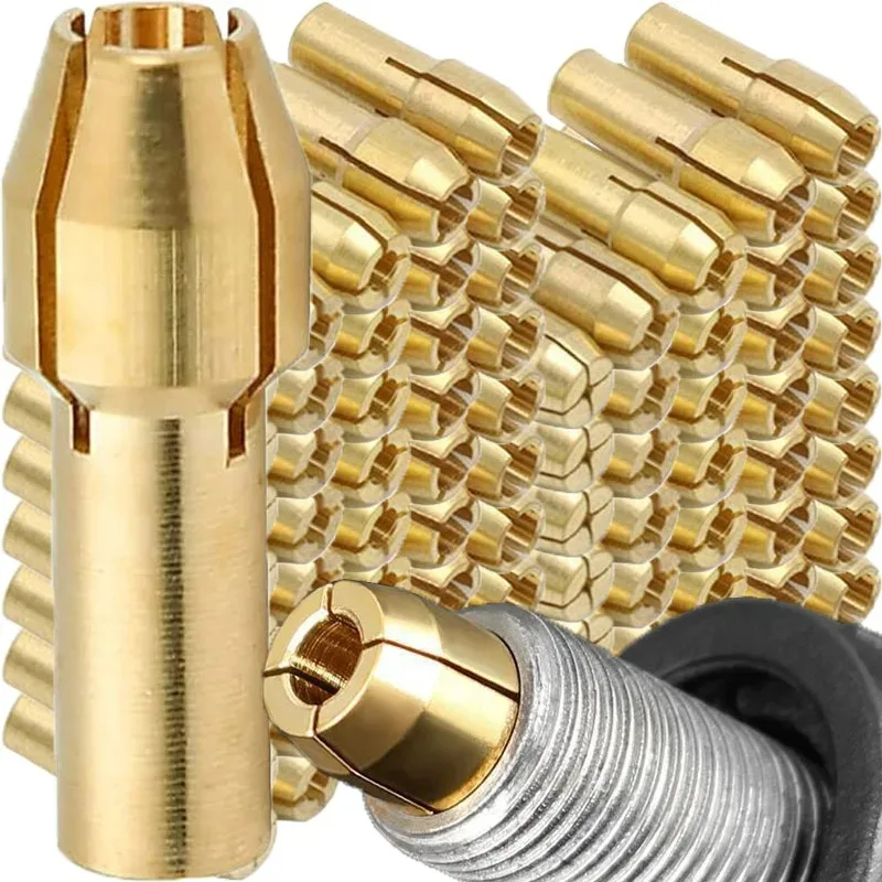 10-100pcs Brass Collet Mini Drill Chucks Electric Motor Shaft Drill Bit Copper Adapter Grinding Machine Adapt Power Rotary Tool