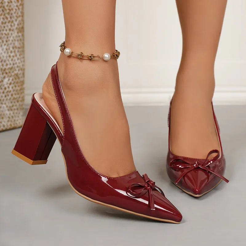 Bow Baotou Sandals 2025 Fashion Summer New Pointed Toe High Heels Single Shoes image 6