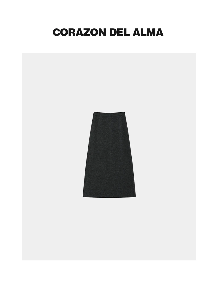

ay Goose Simple Ba Split Midi Skirt Ele High Waist Straight Cut Warm Knitted Commute Sle Women's Faion Skirt