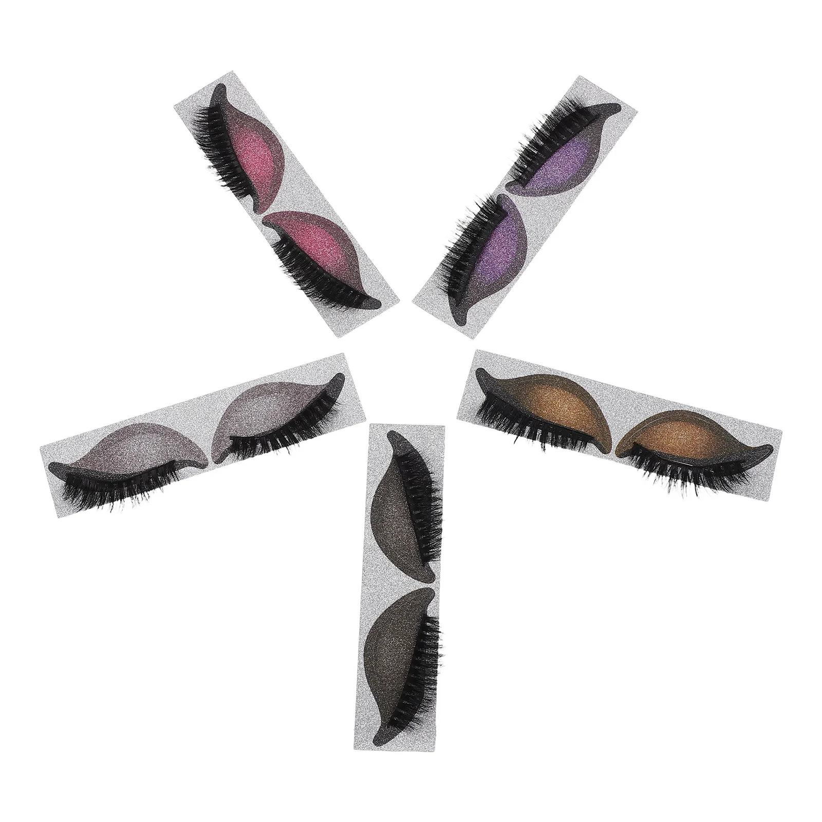 5 ペアレイジー アイシャドウまつげパッチ 2in1 メイクアップステッカー軽量通気性つけまつげ接着剤防水女性パーティー用