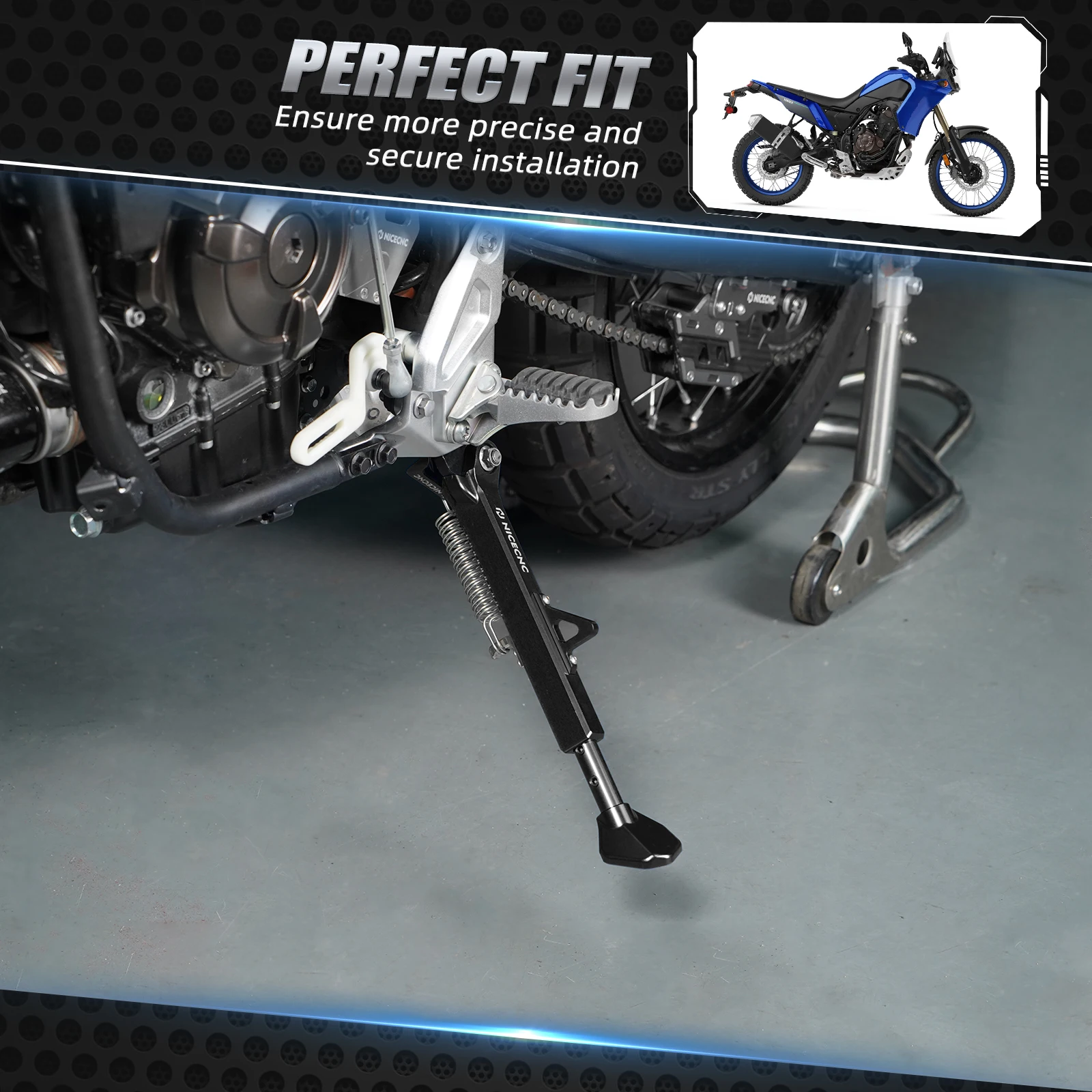 NICECNC Für Yamaha Tenere 700 2019-2024 Seitenständer 25-50mm Verstellbar Tenere700 Rally 2020-2024 XTZ700 XTZ 700 – Detail 7