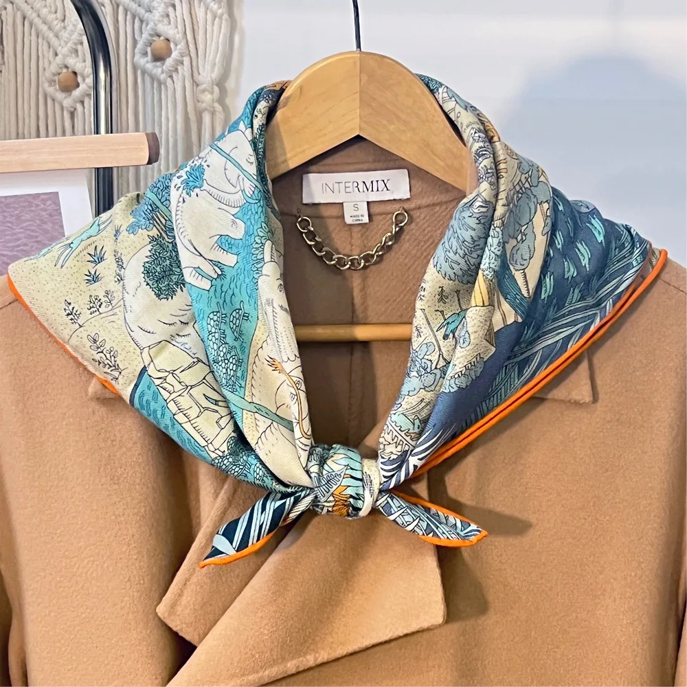 New Double sided Bicolor Animal Silk Wool Scarf for Women's Light Luxury and High Grade Feeling Shawl Versatile Scarf