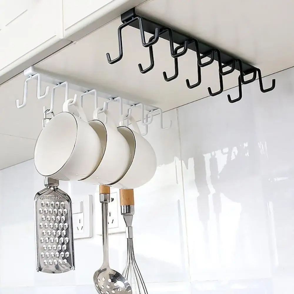 1 PCS Multifunctional Kitchen Organizer High Quality Double-row Cabinet Hook Durable Hanging Cup Holder