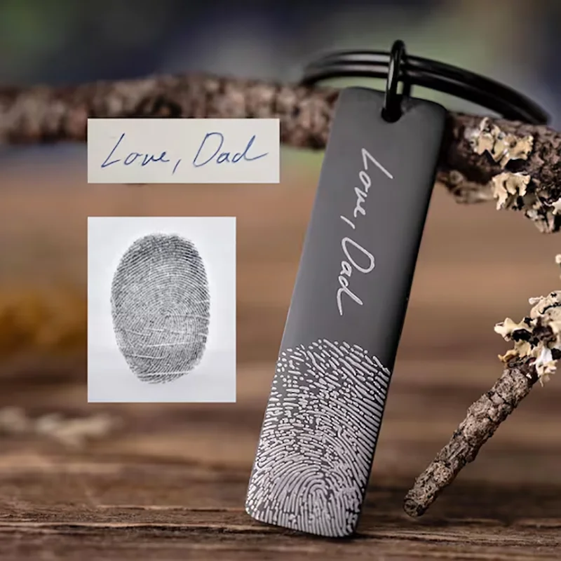 

Персонализированный брелок-сувенир с отпечатком пальца и рукописным текстом, из нержавеющей стали, с гравировкой подписи и отпечатком ладони, подарочное украшение