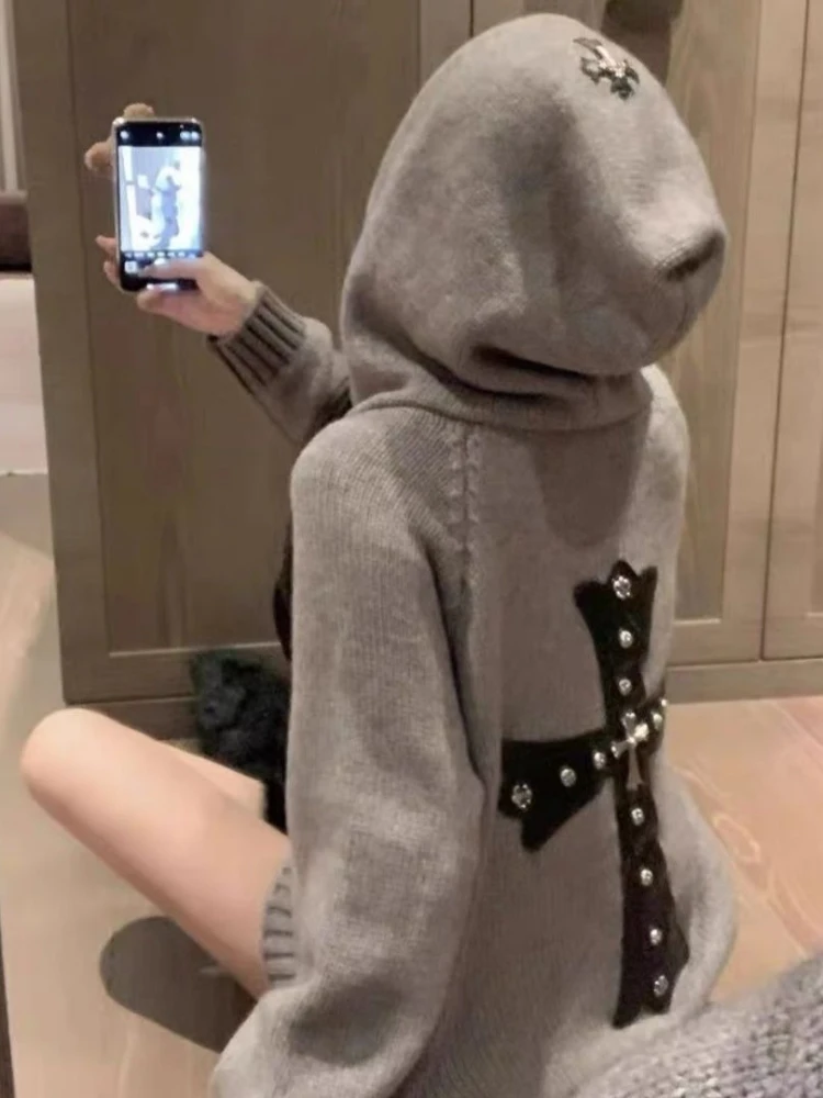 

Autumn Retro Korean Fashion Hoodie Sweater Long Sleeve Woman's Solid Chic Casual Pockets Tops Female Pretty Loose Clothes New