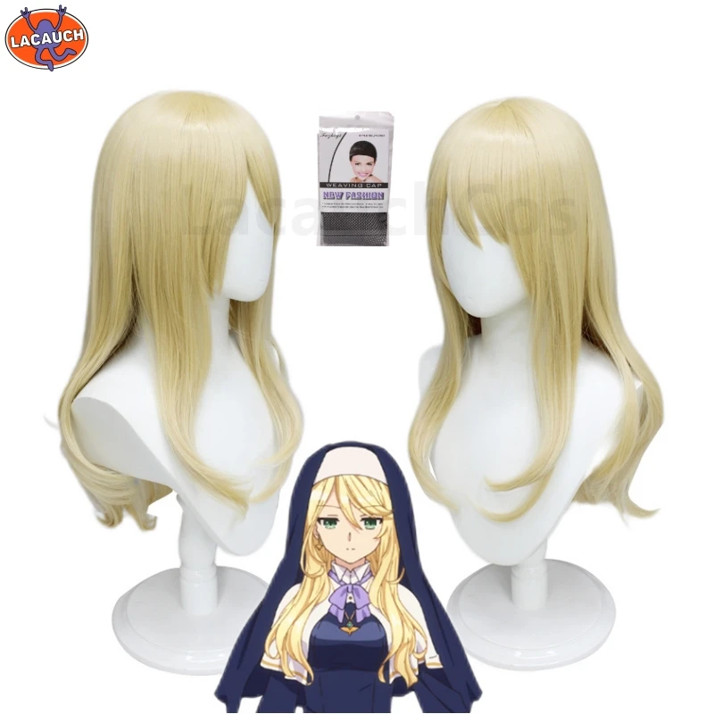Engage Kiss Sharon Holygrail Anime Cosplay Costume Yellow Wig Nun Gown Robe Blue Dress Uniform Outfits Halloween Party Costumes