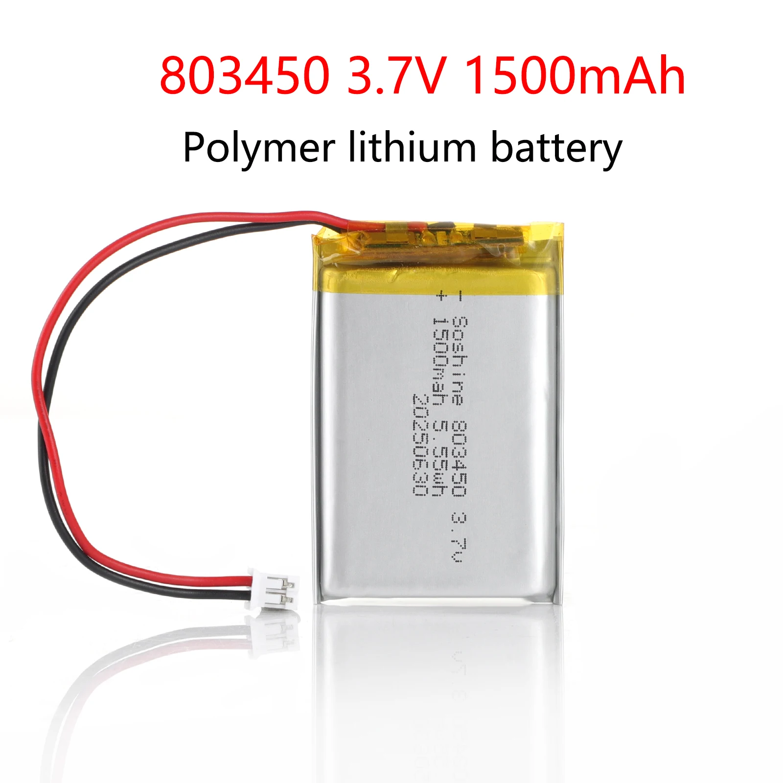 803450 1500mAh Lithium Battery 3.7V Polymer LiPo Rechargeable Battery with PH 2.0mm for GPS Laptop Bluetooth MP3 DVD PAD Camera