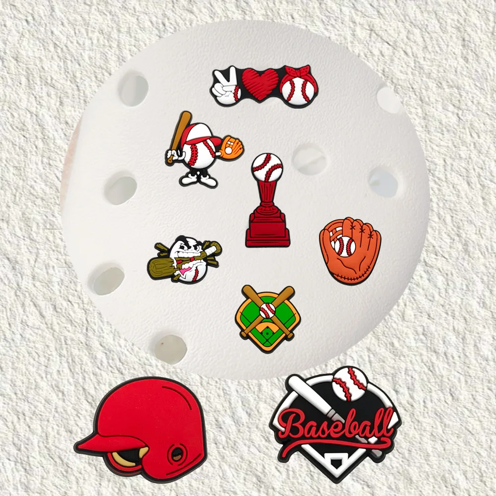 1Pcs baseball Shoe Charms For Slides Sandals, PVC Shoe Decorations Accessories For Christmas Birthday Gift Party Favor