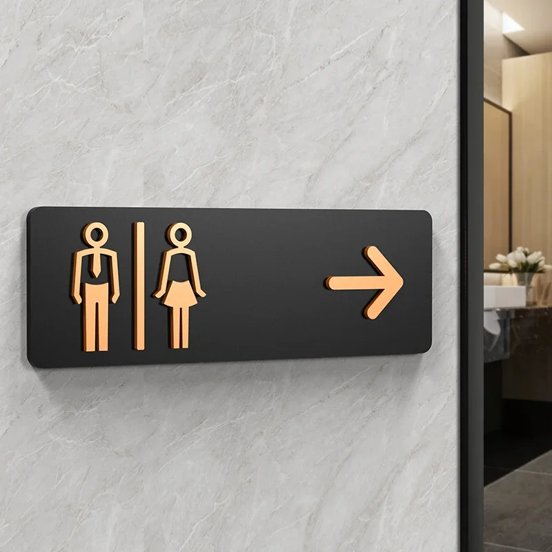 Simple Men and Women Bathroom Signs WC Public Toilet Guide Sign Index Hotel To The Left and Right Acrylic Restroom Prompt Sign