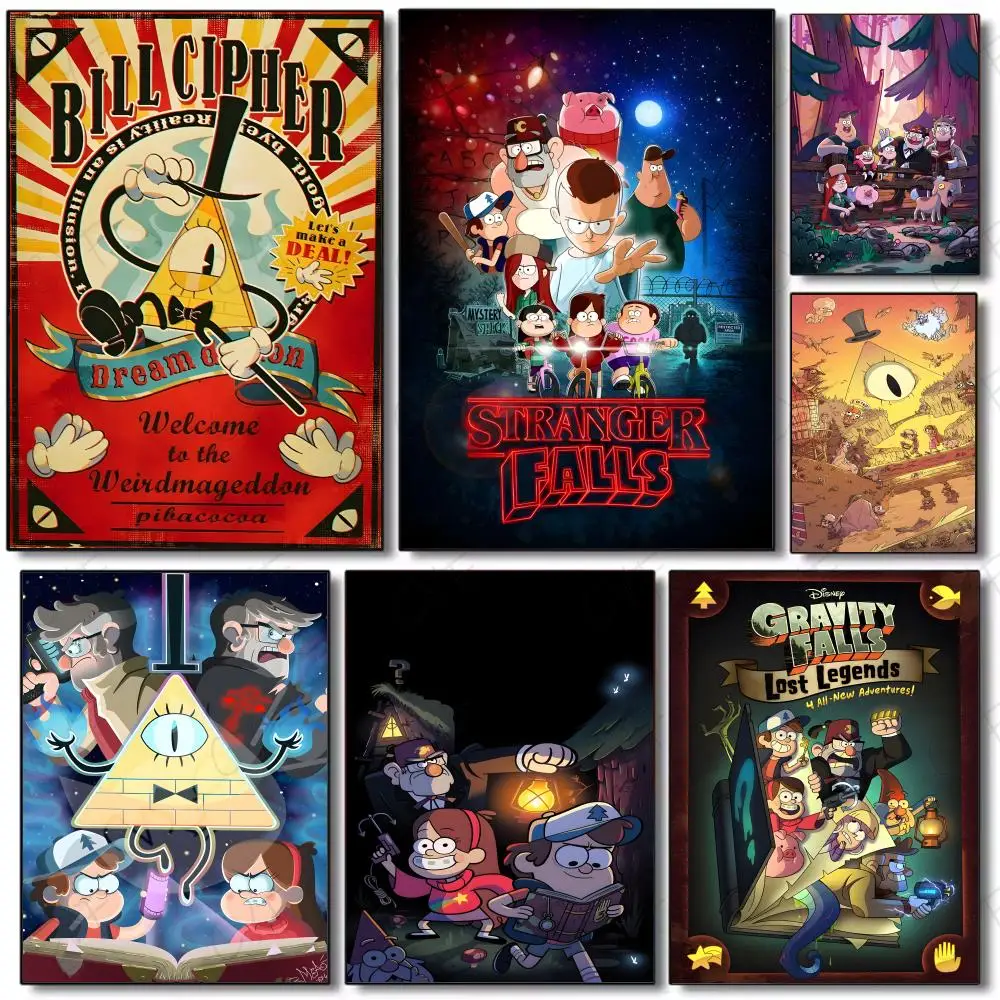 G-Gravity Falls Poster Poster Painting Wall Art Mural for Living Room Home Decor and Gifts