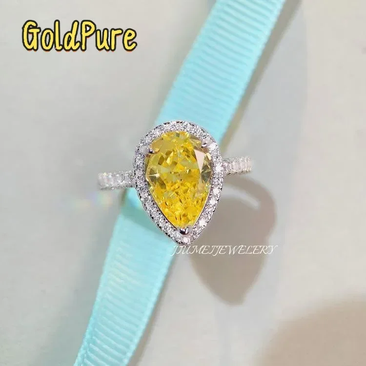 

Goldpure Luxury Solid Platinum PT950 Women's Moissanite Diamond Ring Gem Caibao Diamond Ring