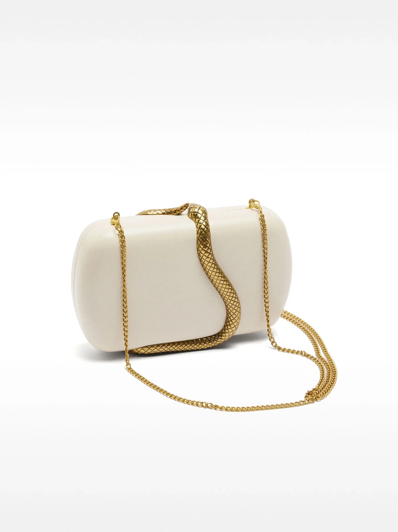 Elegant Box Clutch Bag with Gold Snake Closure, beige off white pu Leather, Evening Wedding Party Handbag, Spring 2026 new view 5