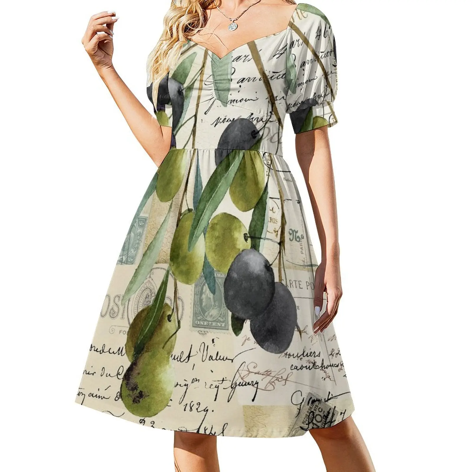 

Olivia II Olive Branch Postcard Short Sleeved Dress dress summer 2025 women birthday dress for women luxury 2025