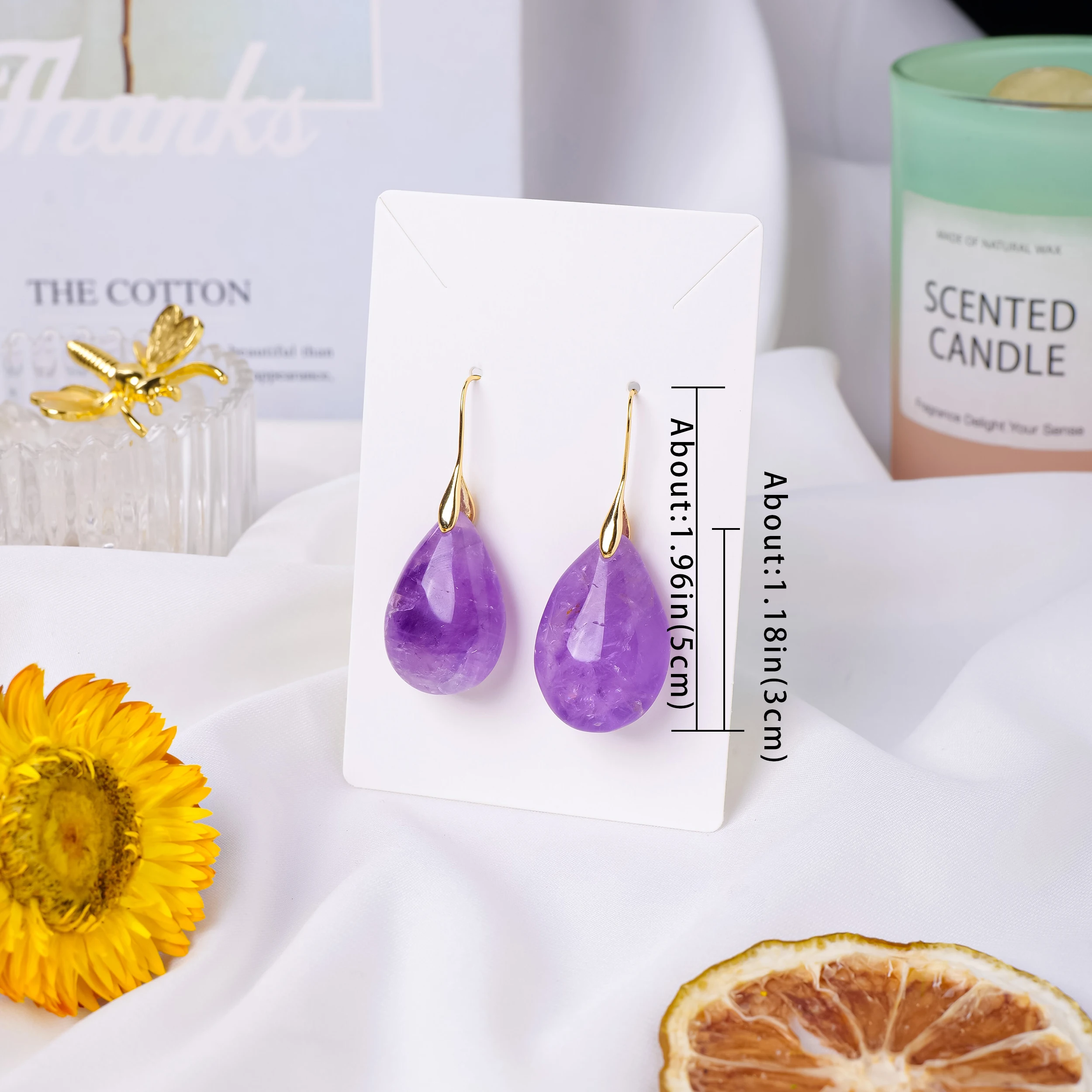 1PC Natural Amethyst Earrings Loveliness Reiki Healing Stone Increase charm Health Amulet for Girl Womans Charm Gifts