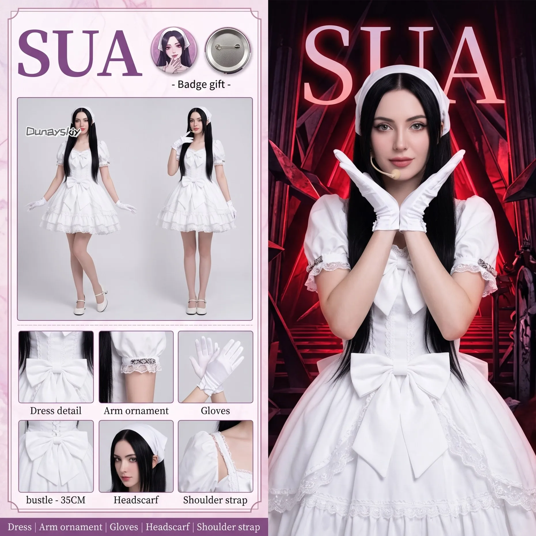 ZOMST Sua Cosplay Costume White Dress Full Set Alien Stage Zombie Stage Adult Women Halloween Comic Con Anime Role Play Outfit