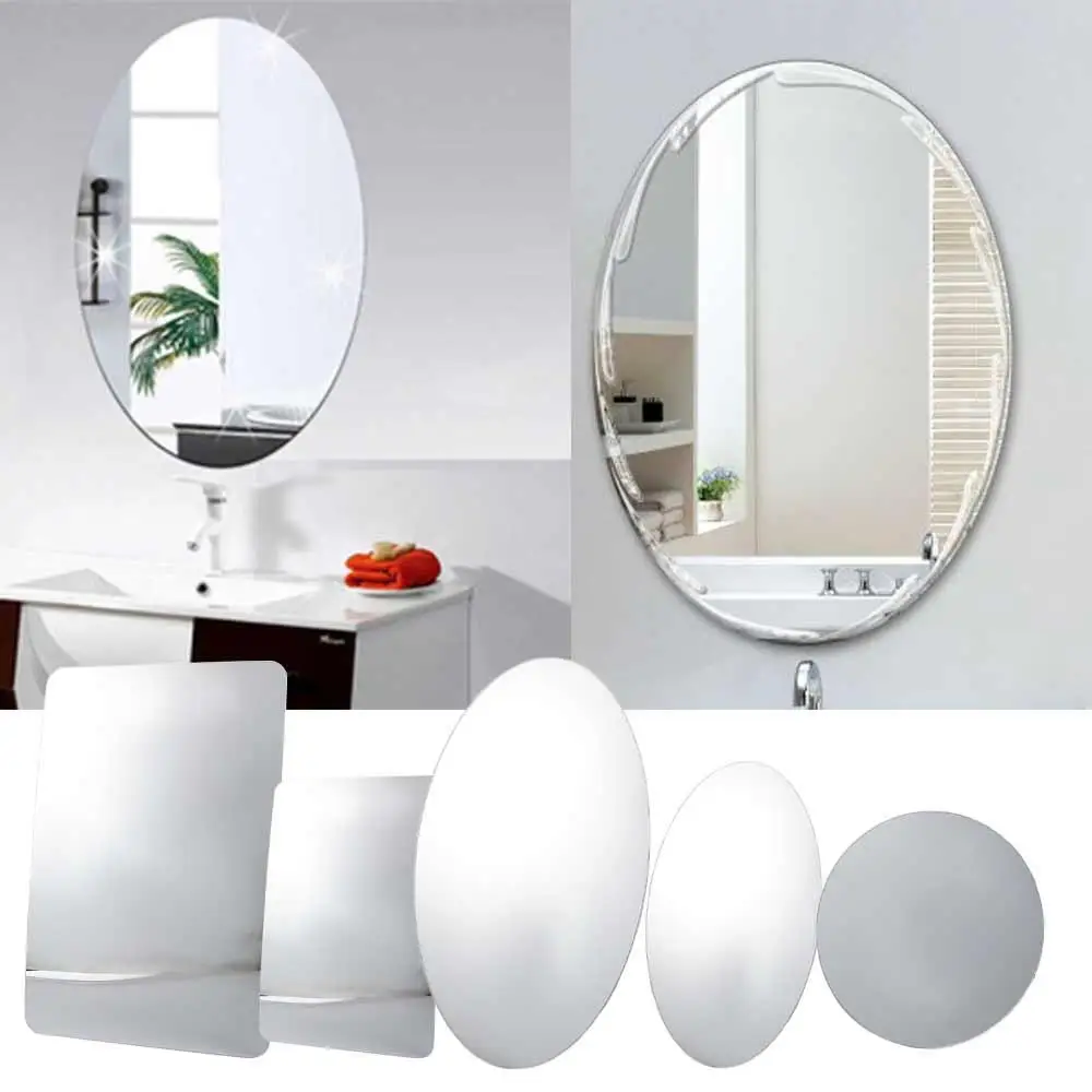 Self-Adhesive For Bathroom/Wall 3D Effect Oval Home Decoration Mirror Stickers Acrylic Mirror Anti Fog Mirror Make Up Mirror