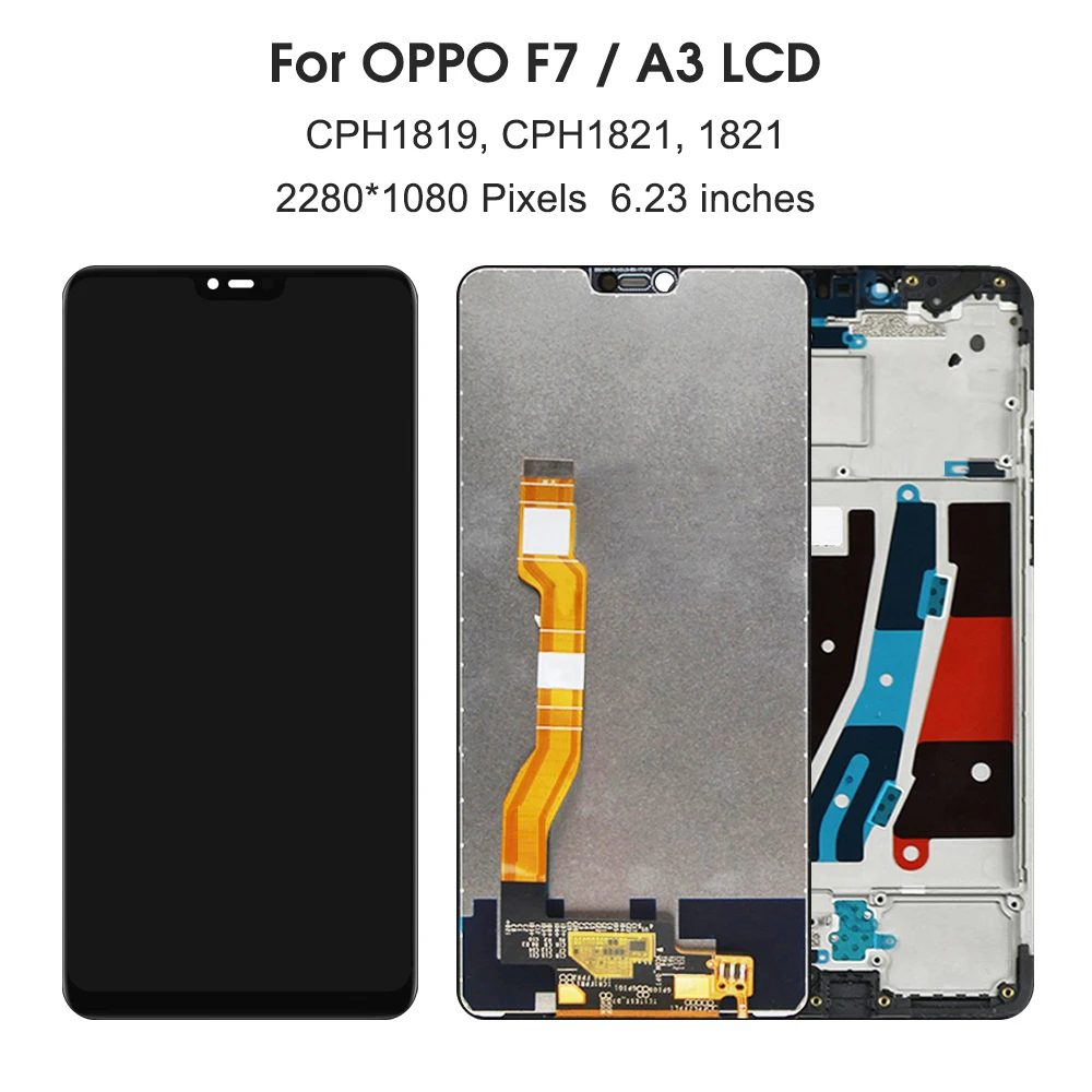 Screen for Oppo F7 CPH1819 CPH1821 LCD Display Touch Screen Digitizer with Frame for Oppo A3 PADM00 CPH1837 Screen Replacement