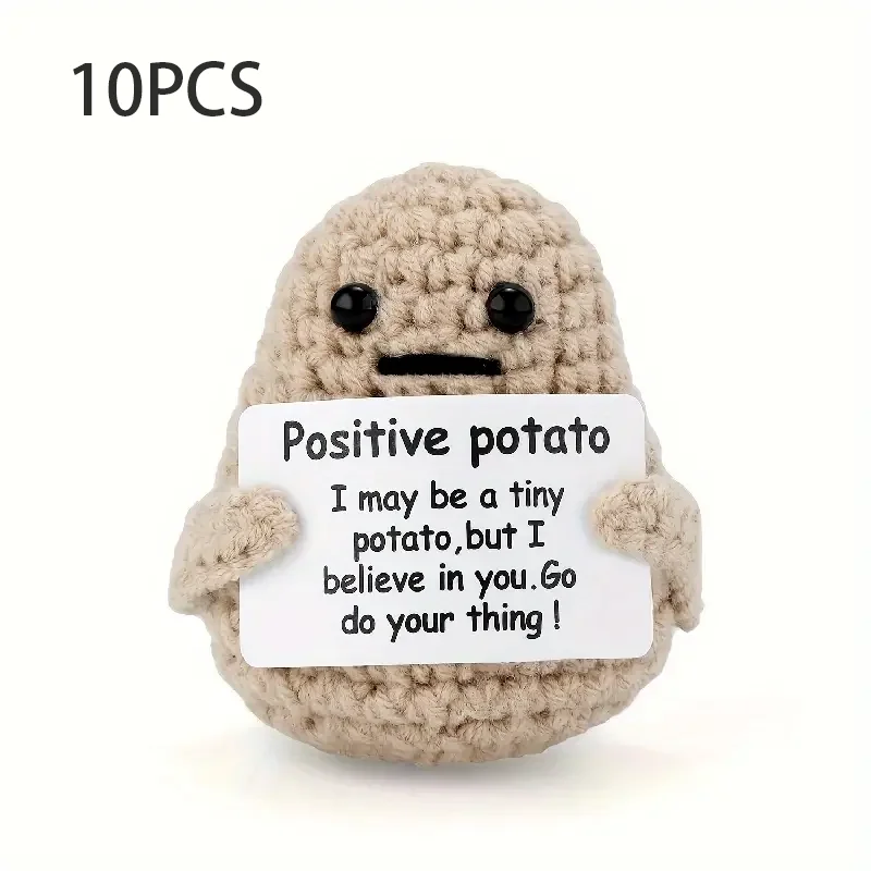 

10 PCS Handcrafted Positive Potato Decor - Emotional Support Crochet All-Season Quirky Potato Ornament Gift, Potato Gifts
